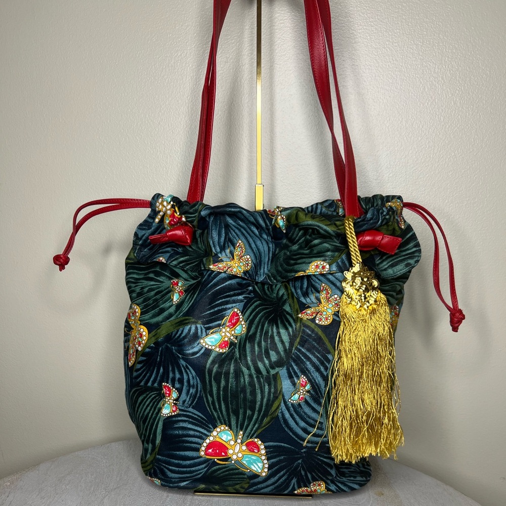 Bottega Veneta Butterfly Rainforest Drawstring Tassel Bucket Bag - Vintage - Picture 3 of 16